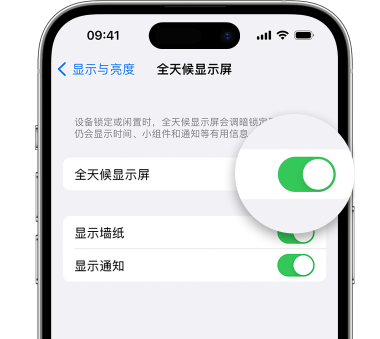 四方台苹果15预约维修分享iPhone15如何设置全天候显示屏幕可见 